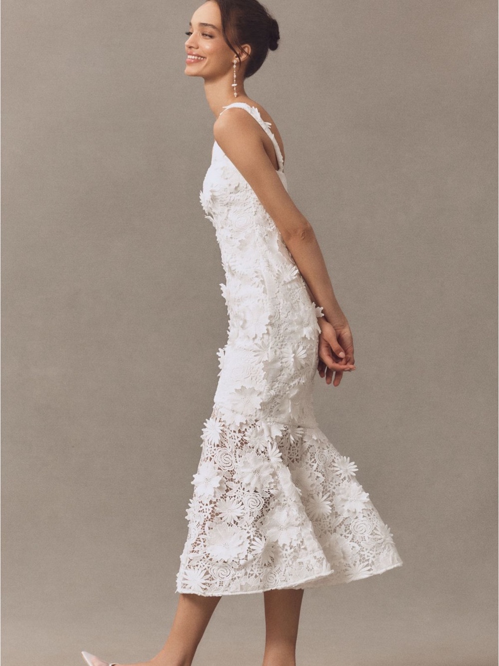 Bardot White Floral Appliqué Lace Midi Dress - Picture 4 of 5